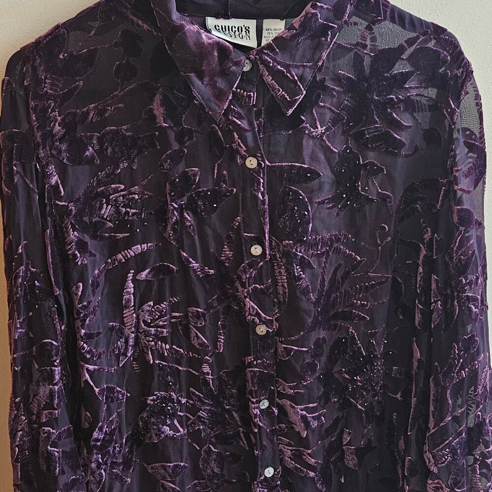 Chico's L Purple Burn Out Shirt